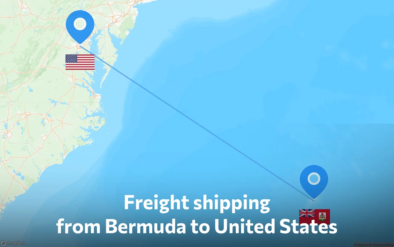 Shipping route from Bermuda to United States