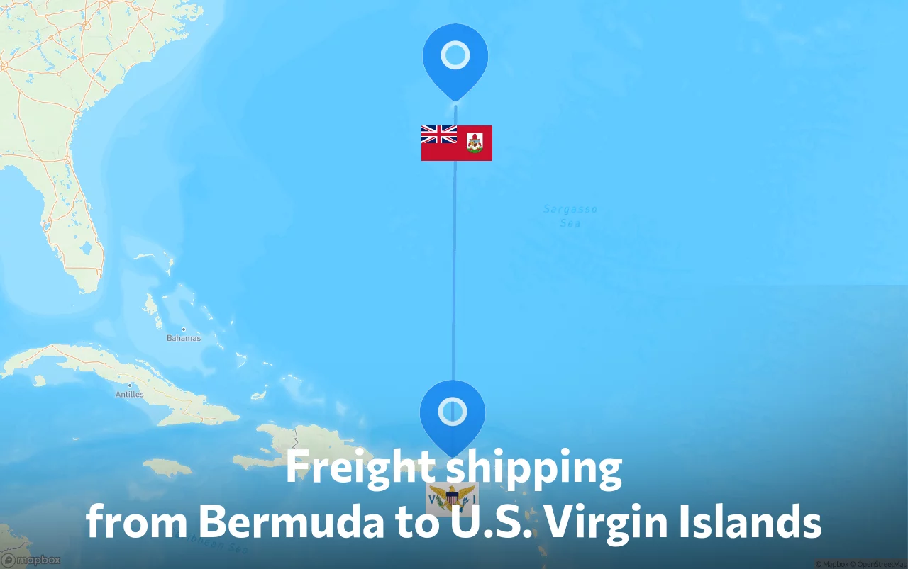 Shipping route from Bermuda to U.S. Virgin Islands