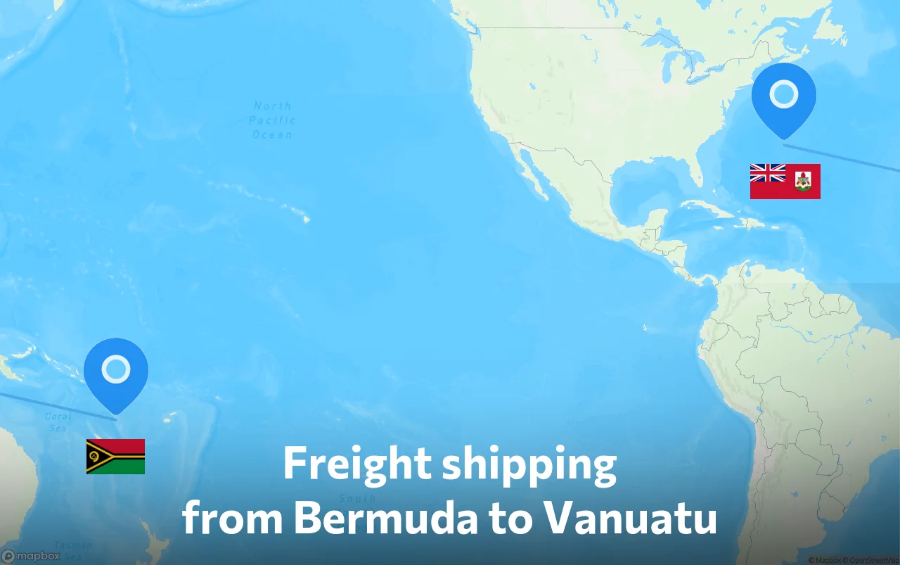 Shipping route from Bermuda to Vanuatu