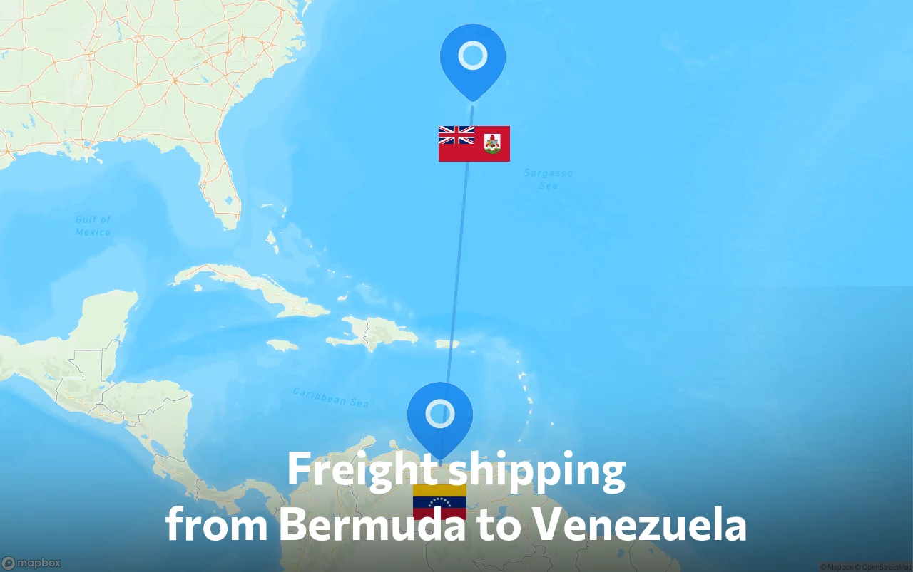 Shipping route from Bermuda to Venezuela