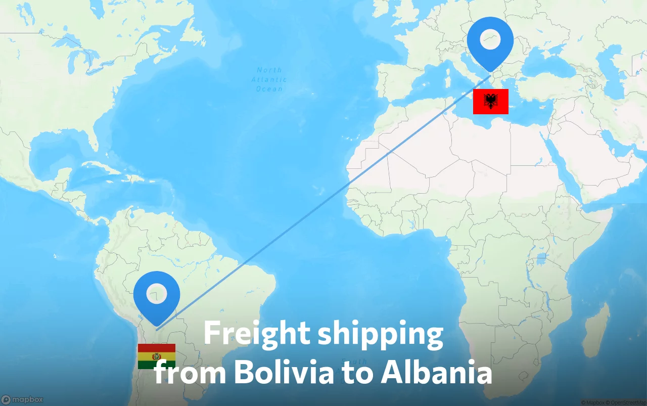 Shipping route from Bolivia to Albania