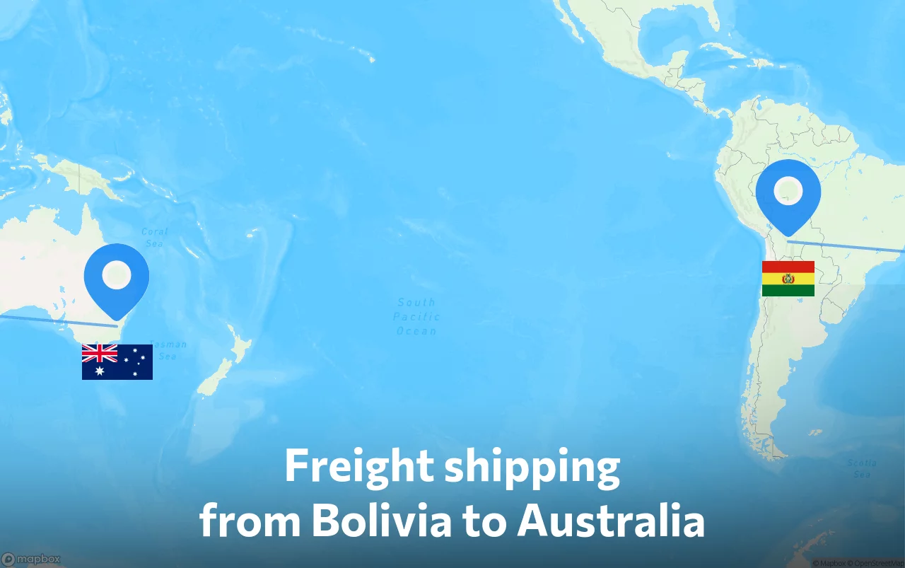 Shipping route from Bolivia to Australia