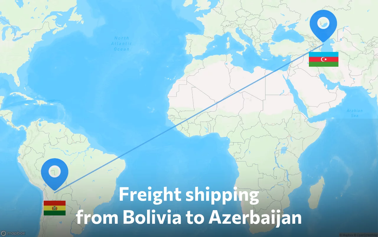 Shipping route from Bolivia to Azerbaijan