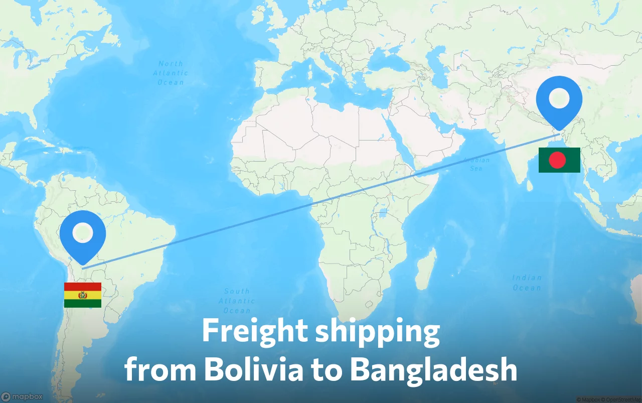 Shipping route from Bolivia to Bangladesh