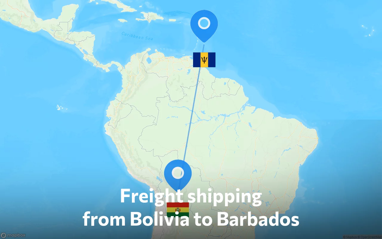 Shipping route from Bolivia to Barbados