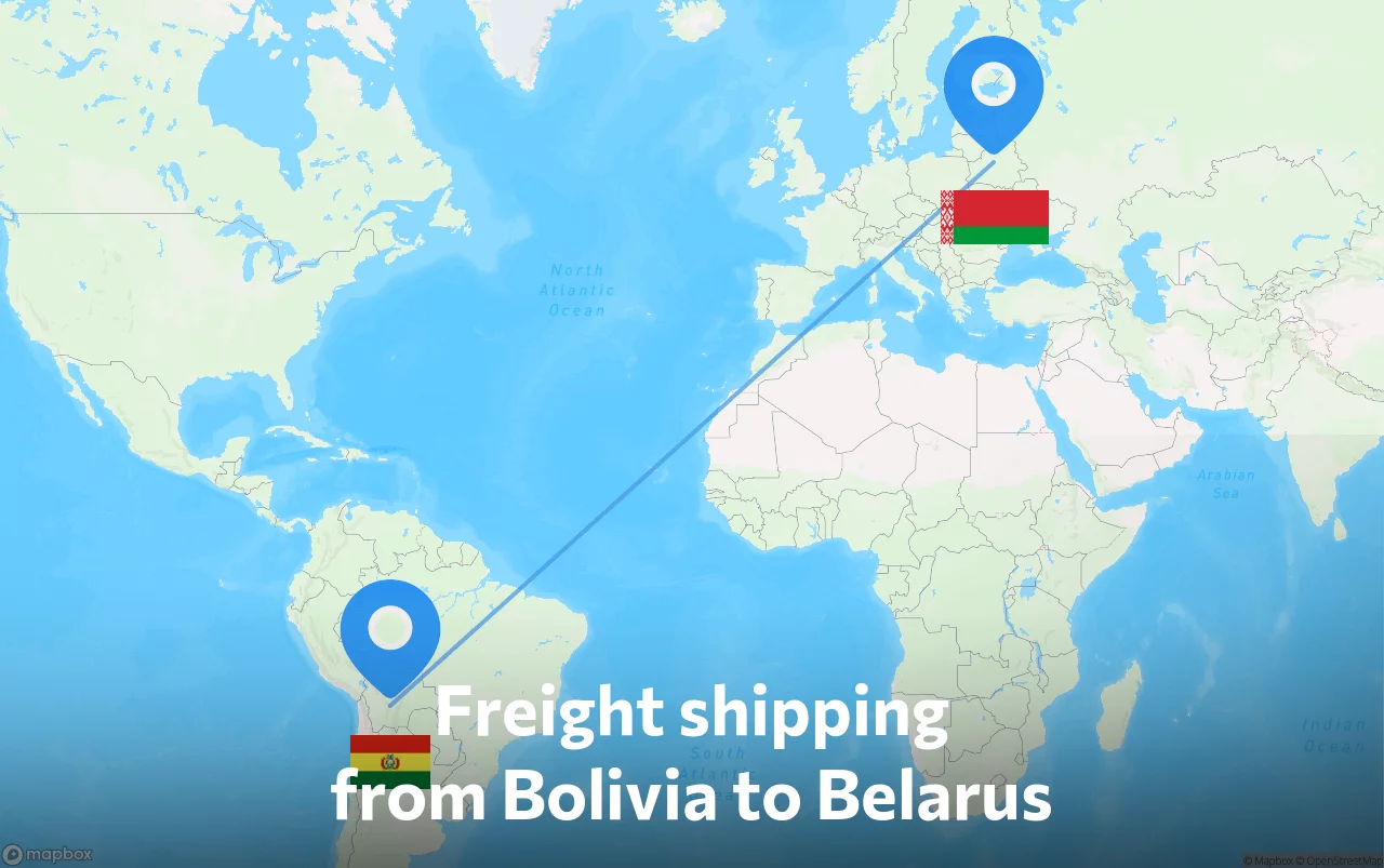 Shipping route from Bolivia to Belarus