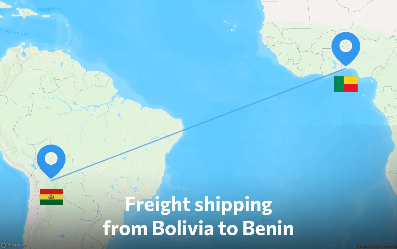 Shipping route from Bolivia to Benin