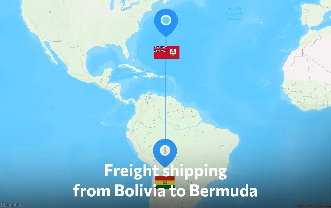 Shipping route from Bolivia to Bermuda