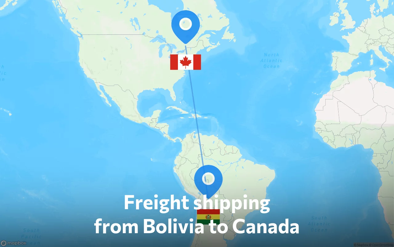 Shipping route from Bolivia to Canada