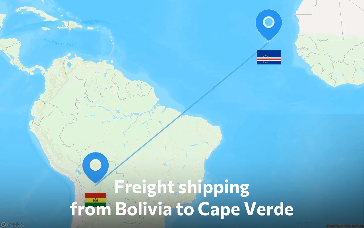 Shipping route from Bolivia to Cape Verde