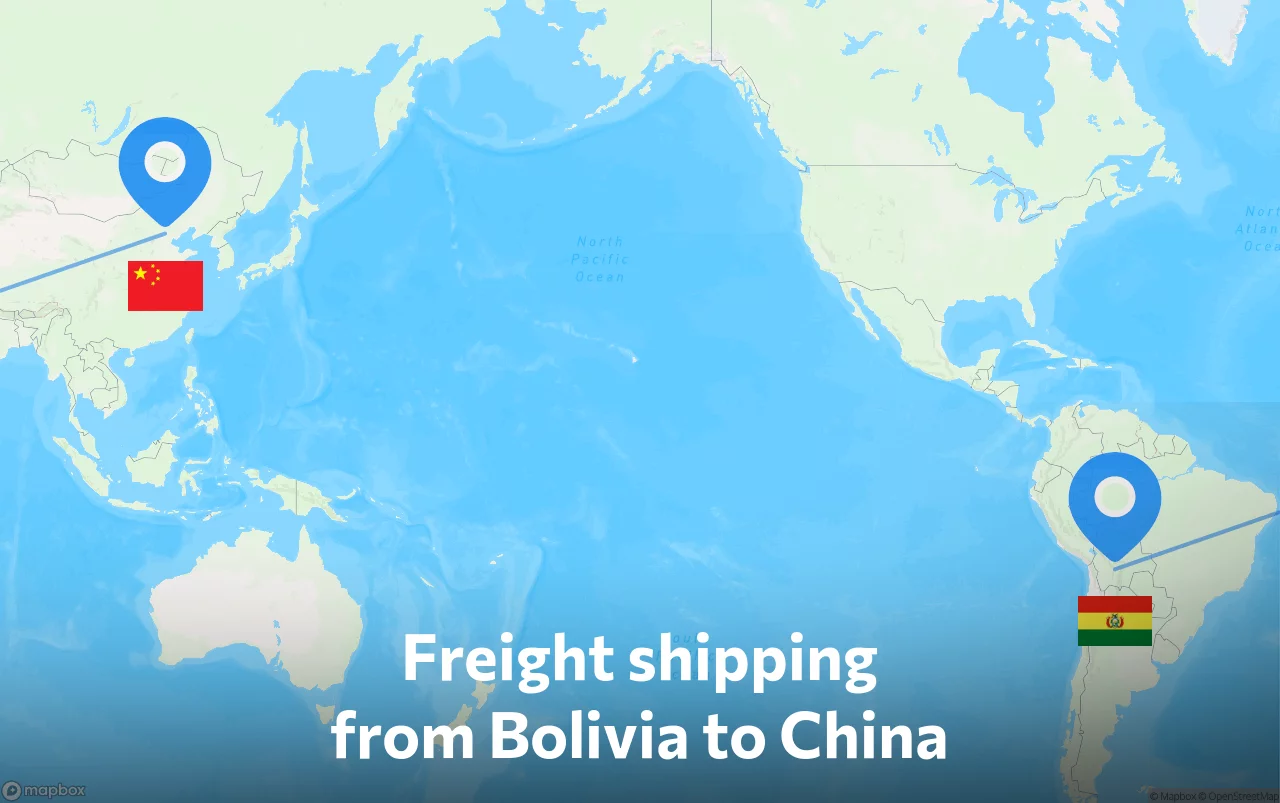 Shipping route from Bolivia to China