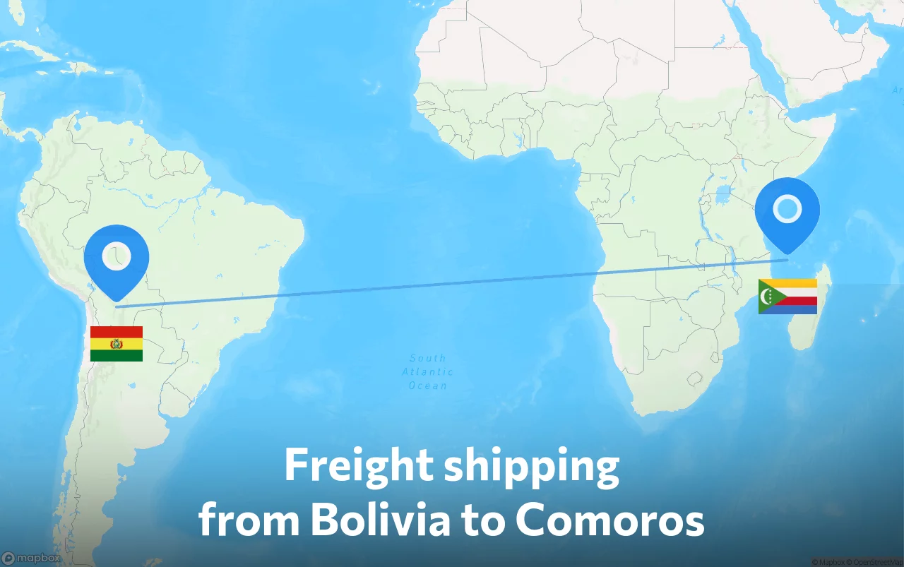 Shipping route from Bolivia to Comoros