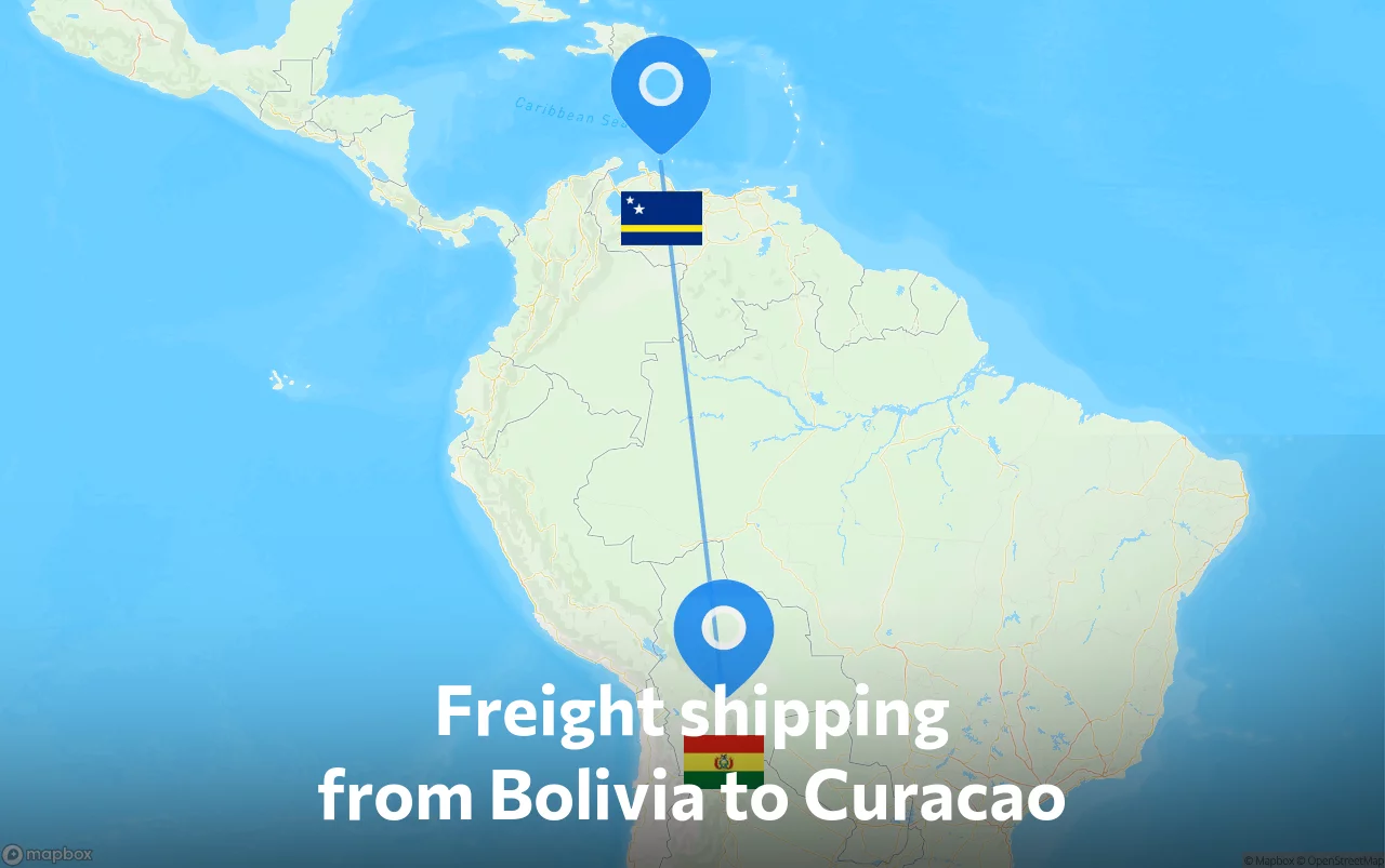 Shipping route from Bolivia to Curacao