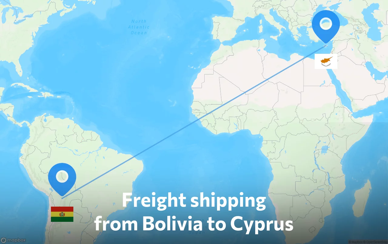 Shipping route from Bolivia to Cyprus