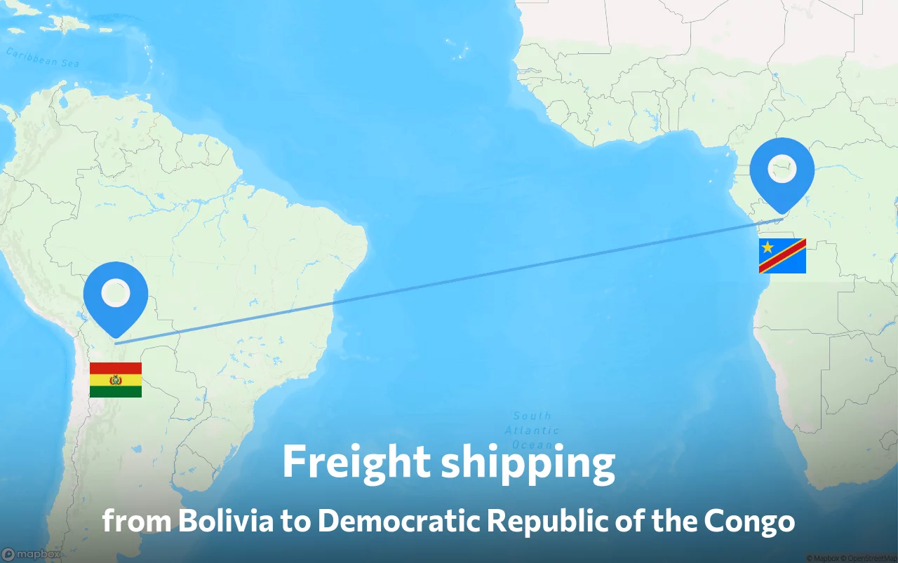 Shipping route from Bolivia to Democratic Republic of the Congo
