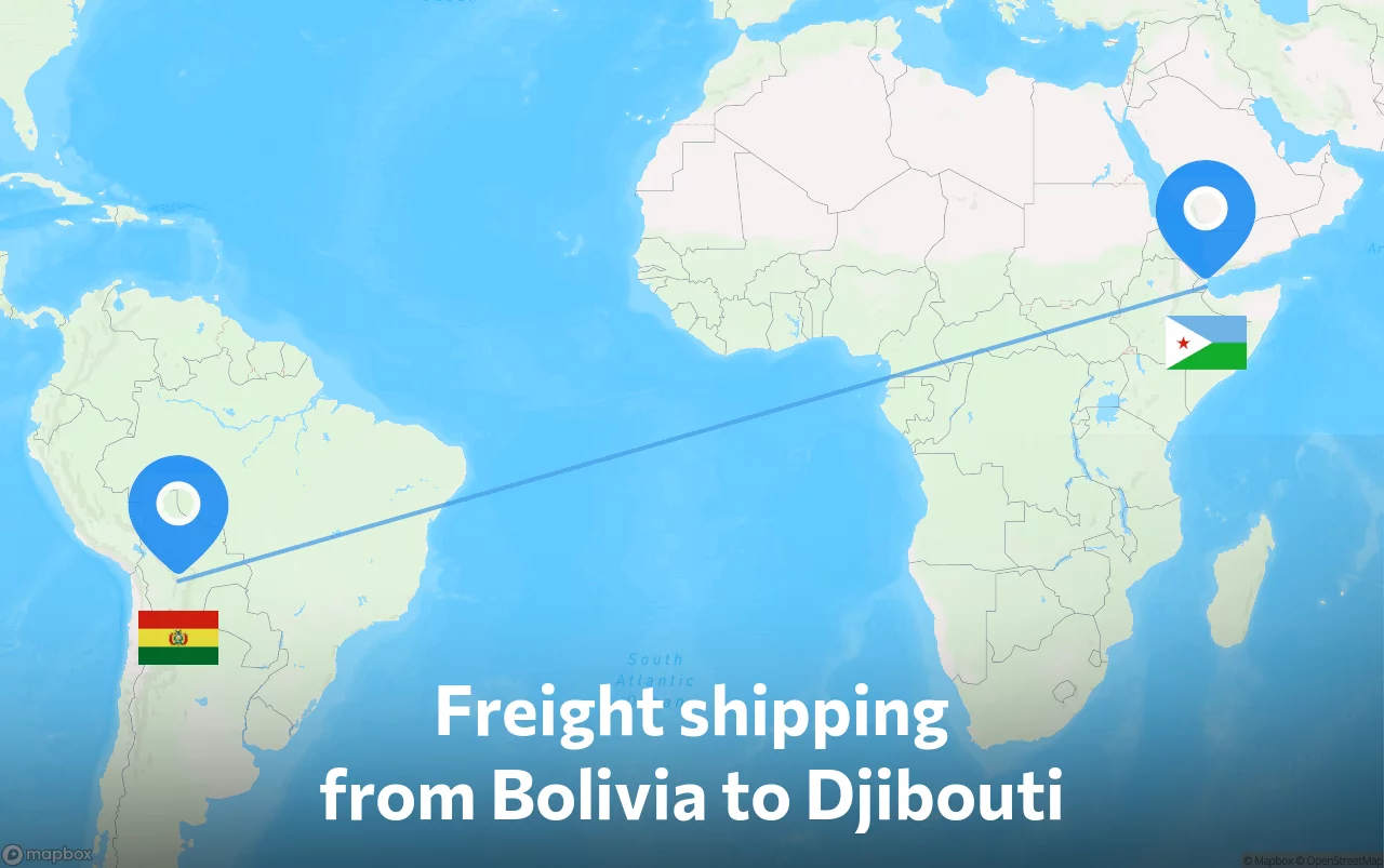 Shipping route from Bolivia to Djibouti