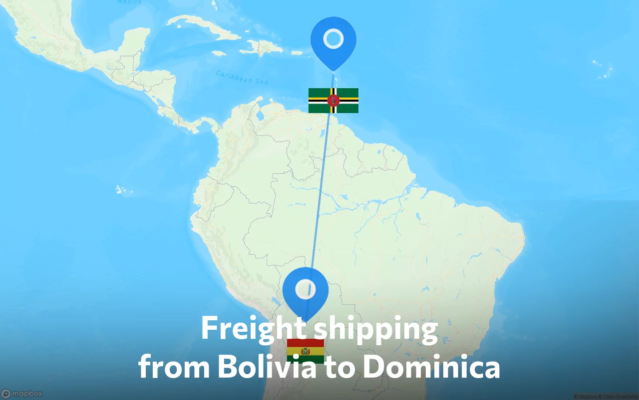 Shipping route from Bolivia to Dominica