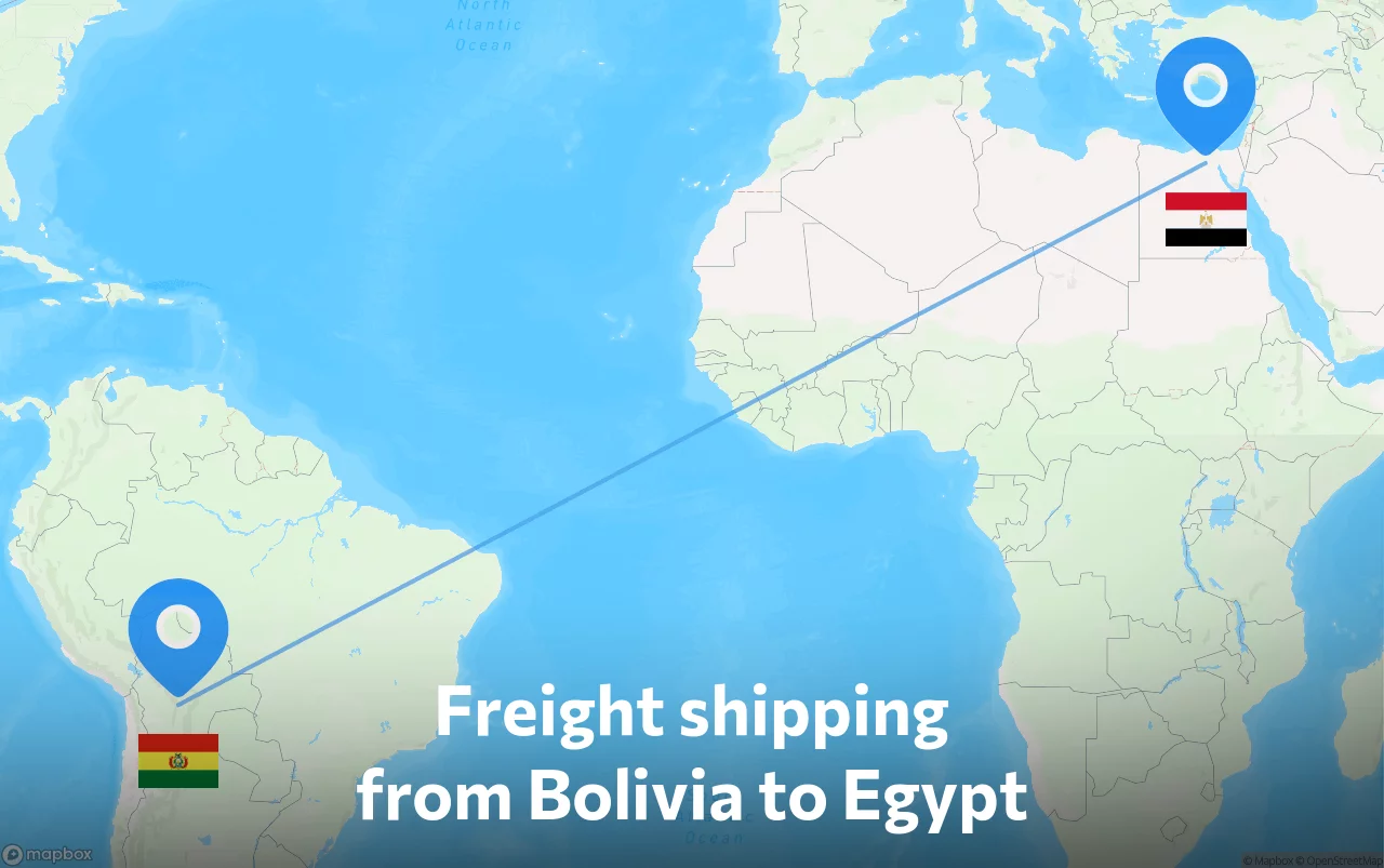 Shipping route from Bolivia to Egypt
