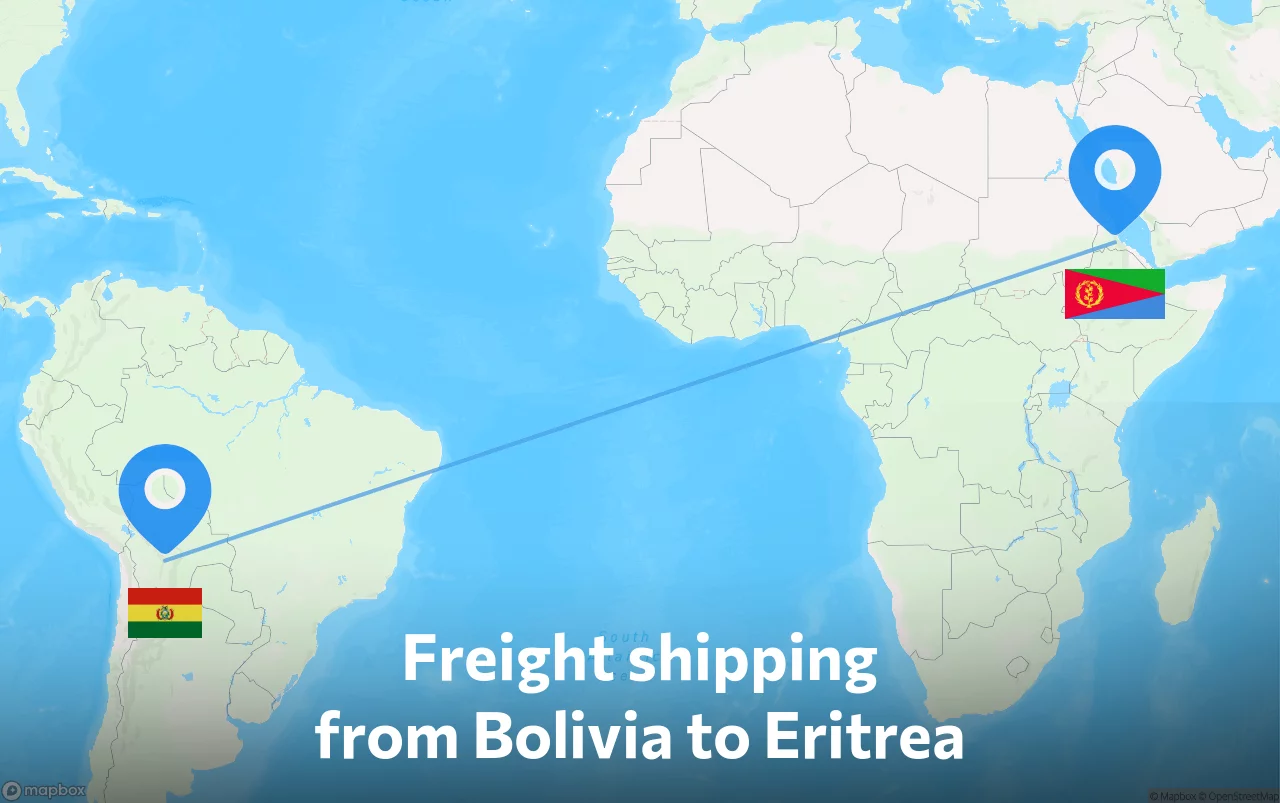 Shipping route from Bolivia to Eritrea