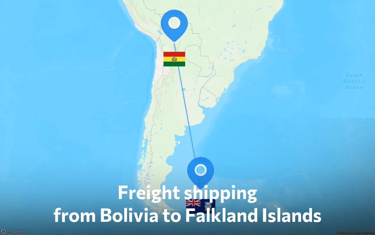 Shipping route from Bolivia to Falkland Islands