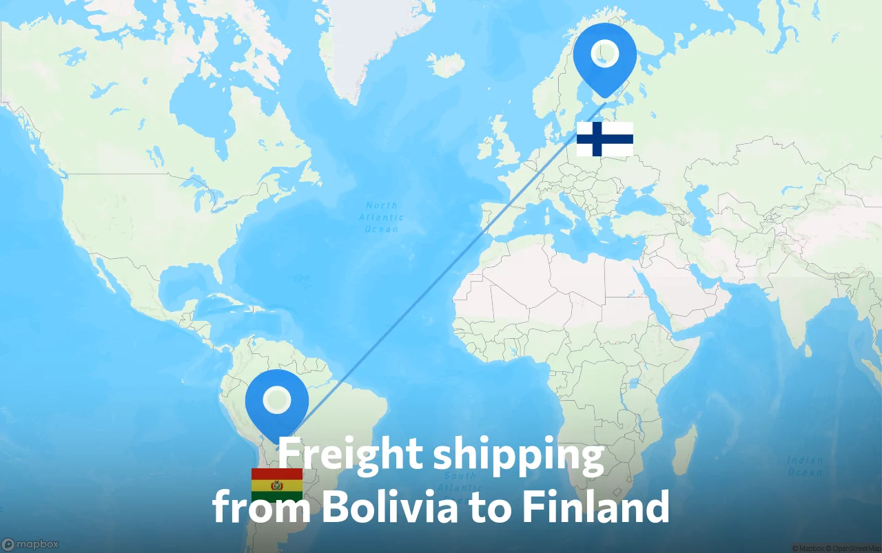Shipping route from Bolivia to Finland