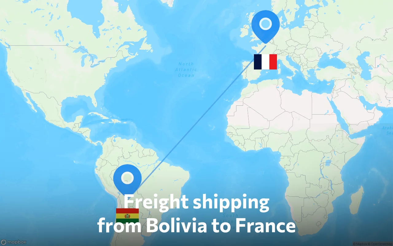 Shipping route from Bolivia to France