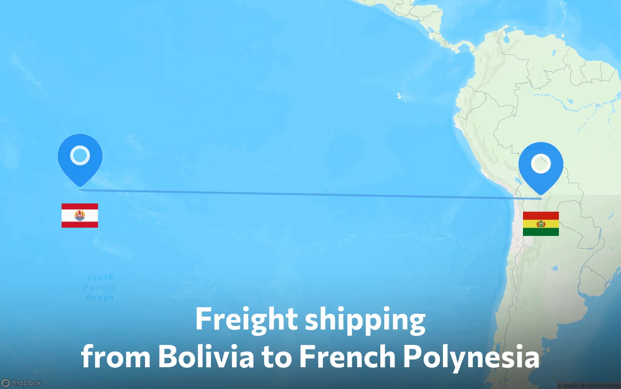 Shipping route from Bolivia to French Polynesia