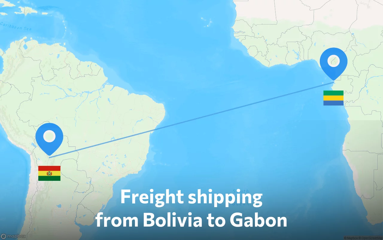Shipping route from Bolivia to Gabon