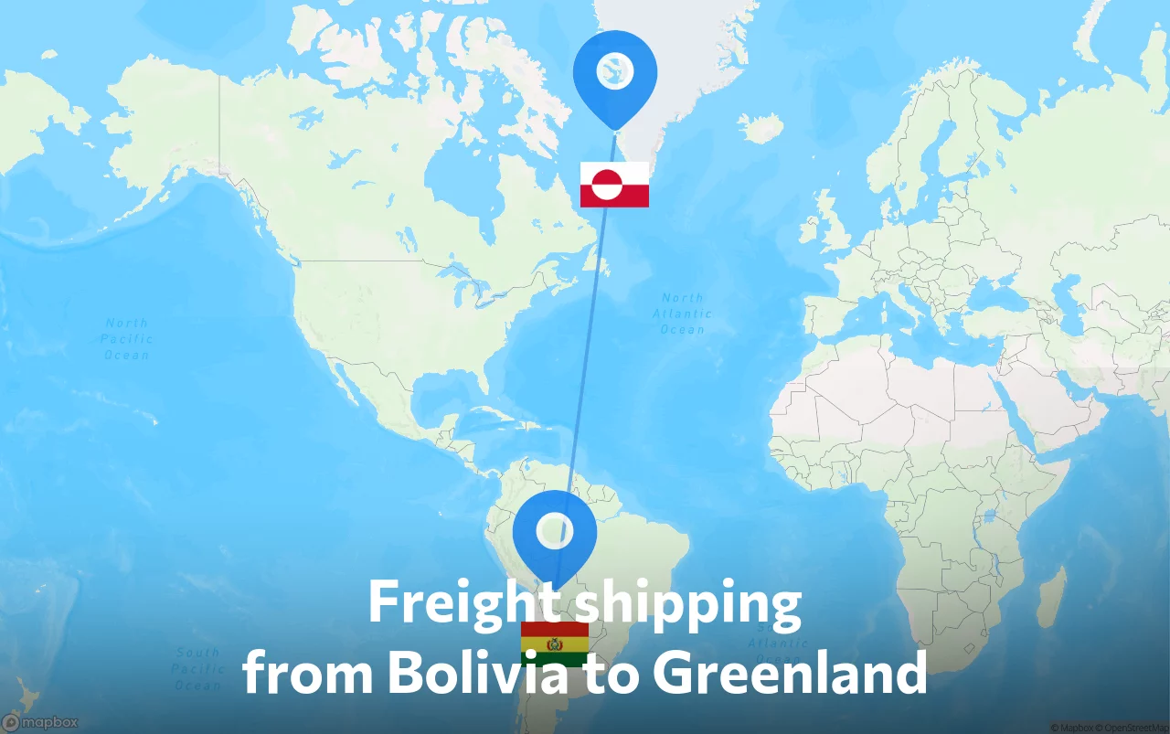Shipping route from Bolivia to Greenland