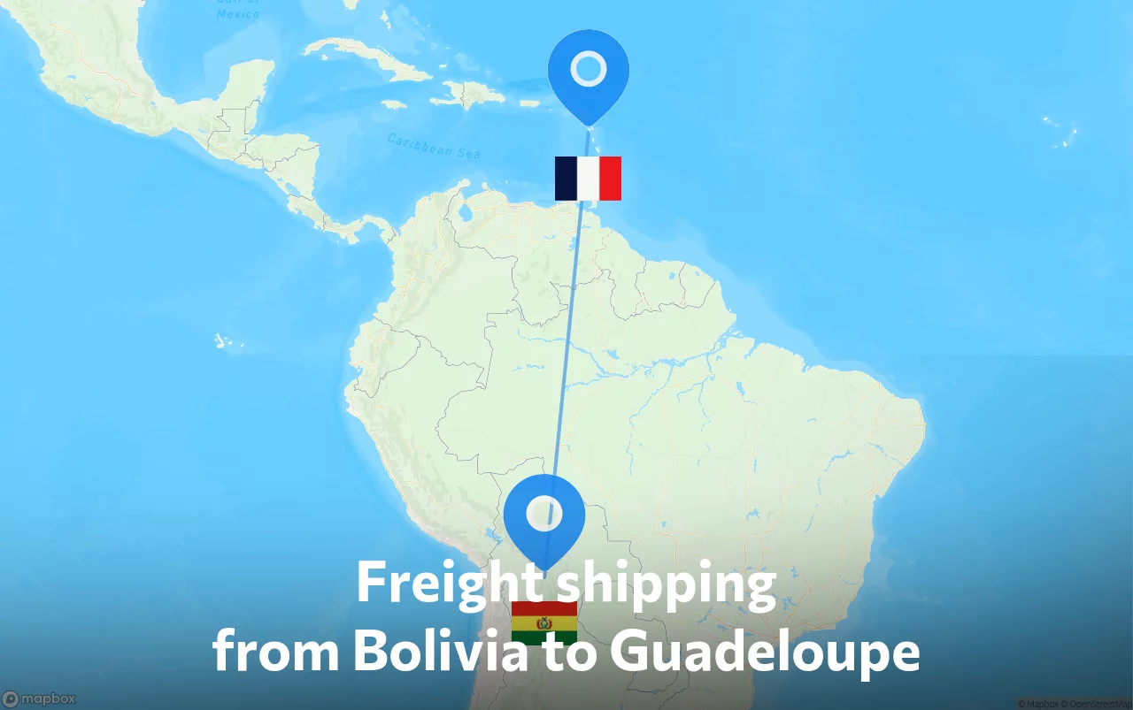 Shipping route from Bolivia to Guadeloupe