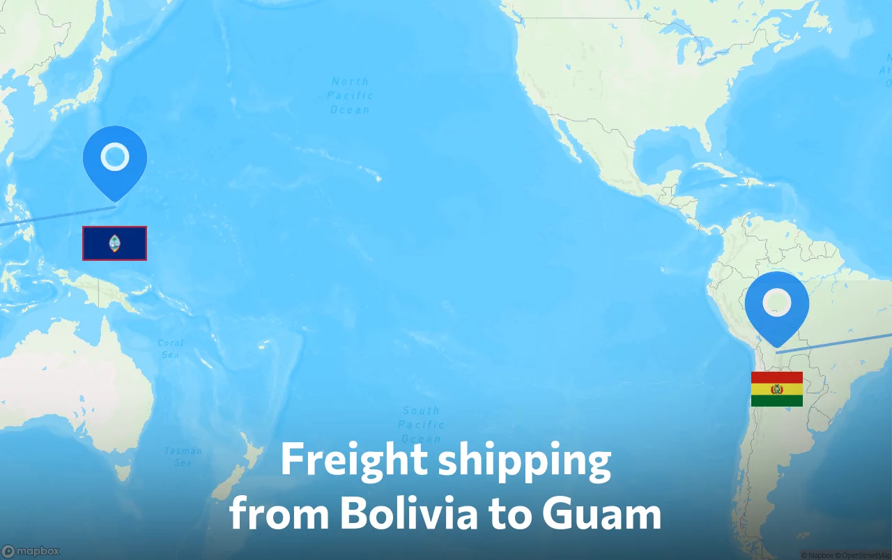 Shipping route from Bolivia to Guam