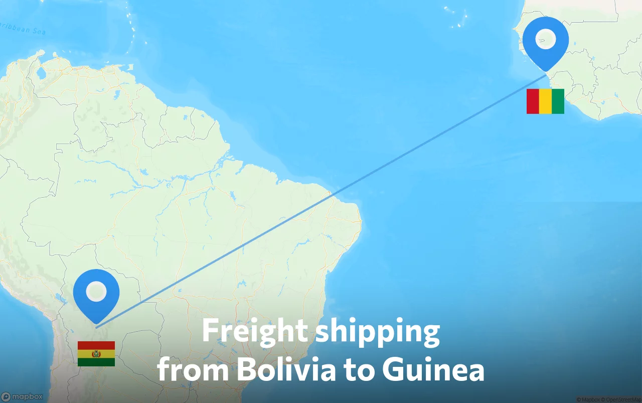 Shipping route from Bolivia to Guinea