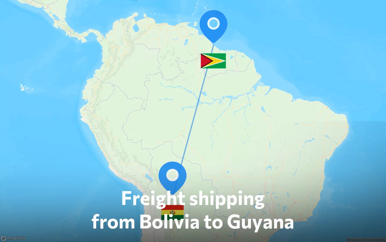 Shipping route from Bolivia to Guyana