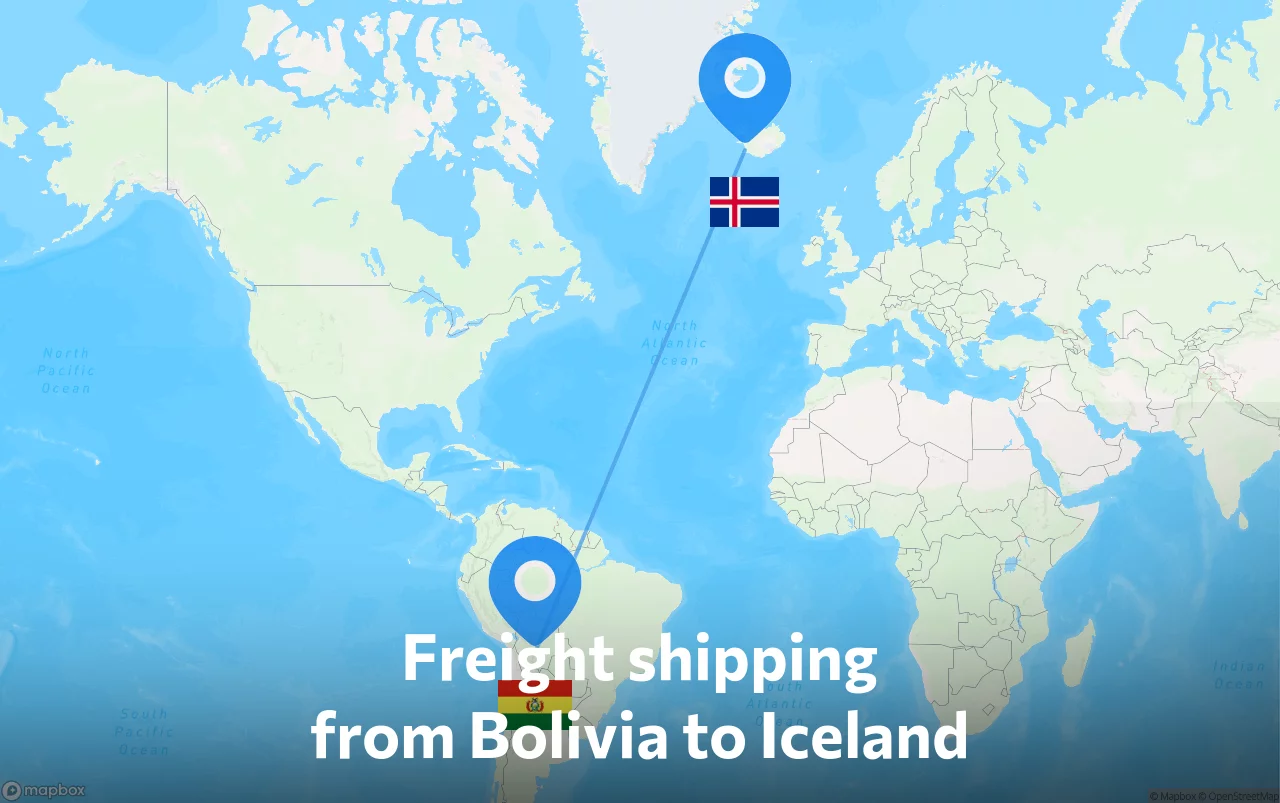 Shipping route from Bolivia to Iceland