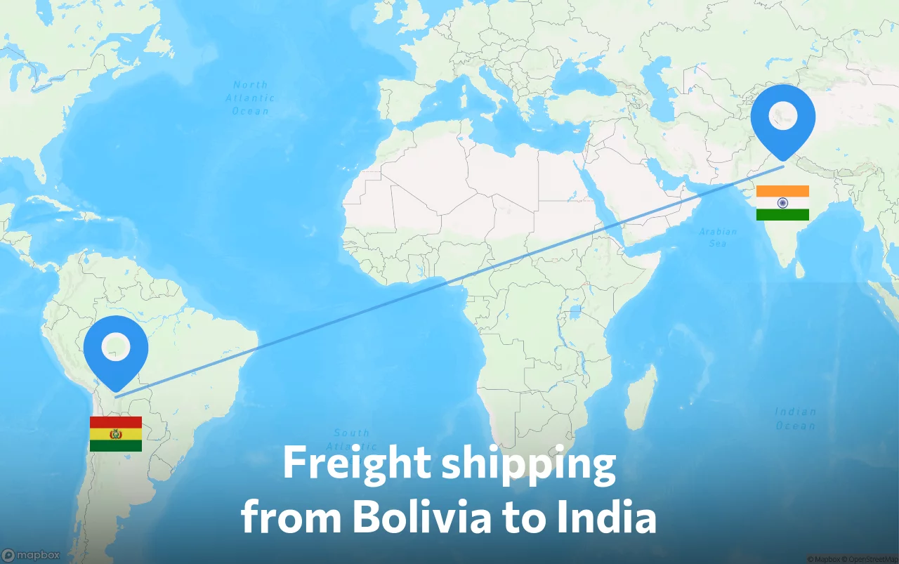 Shipping route from Bolivia to India