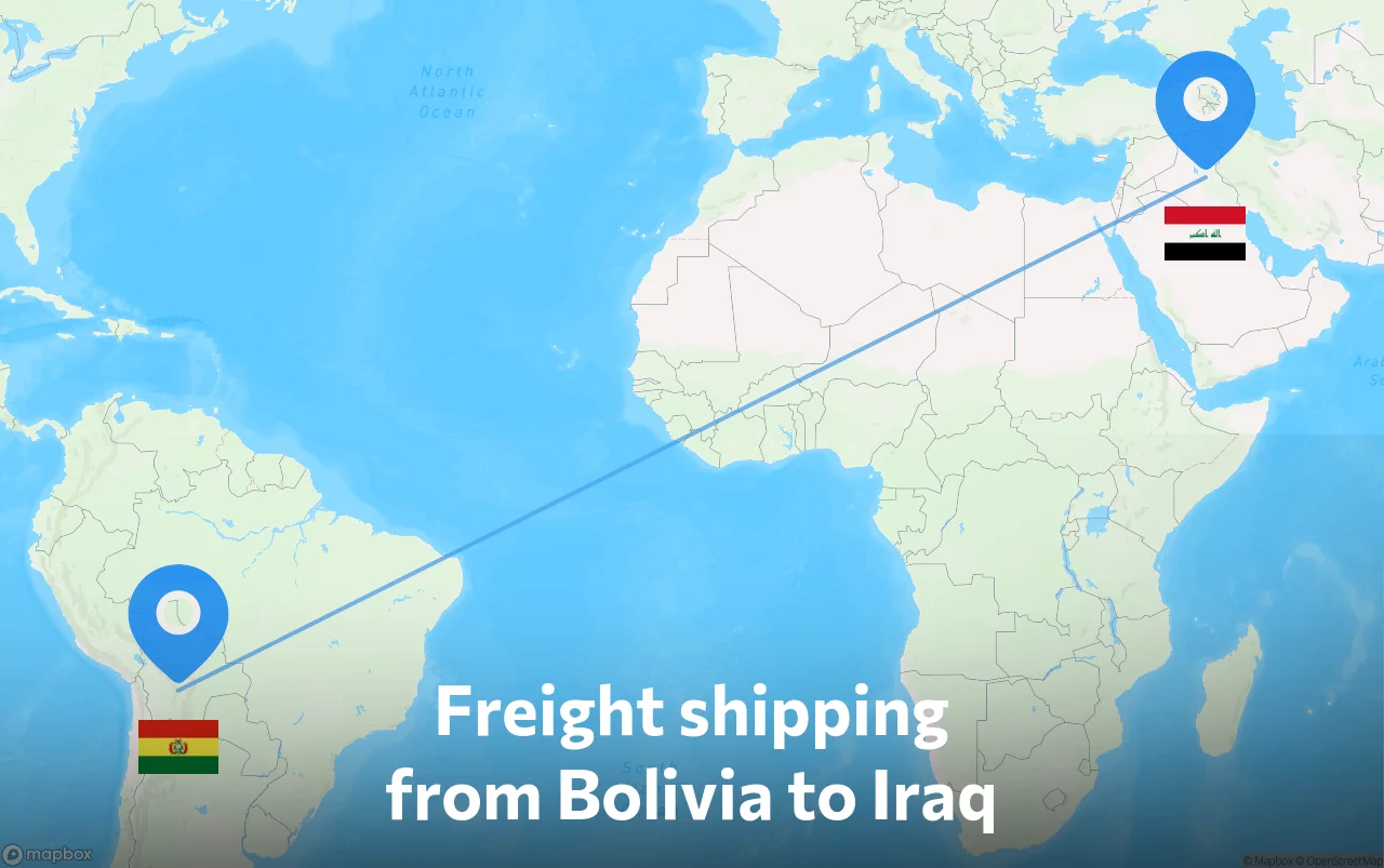 Shipping route from Bolivia to Iraq