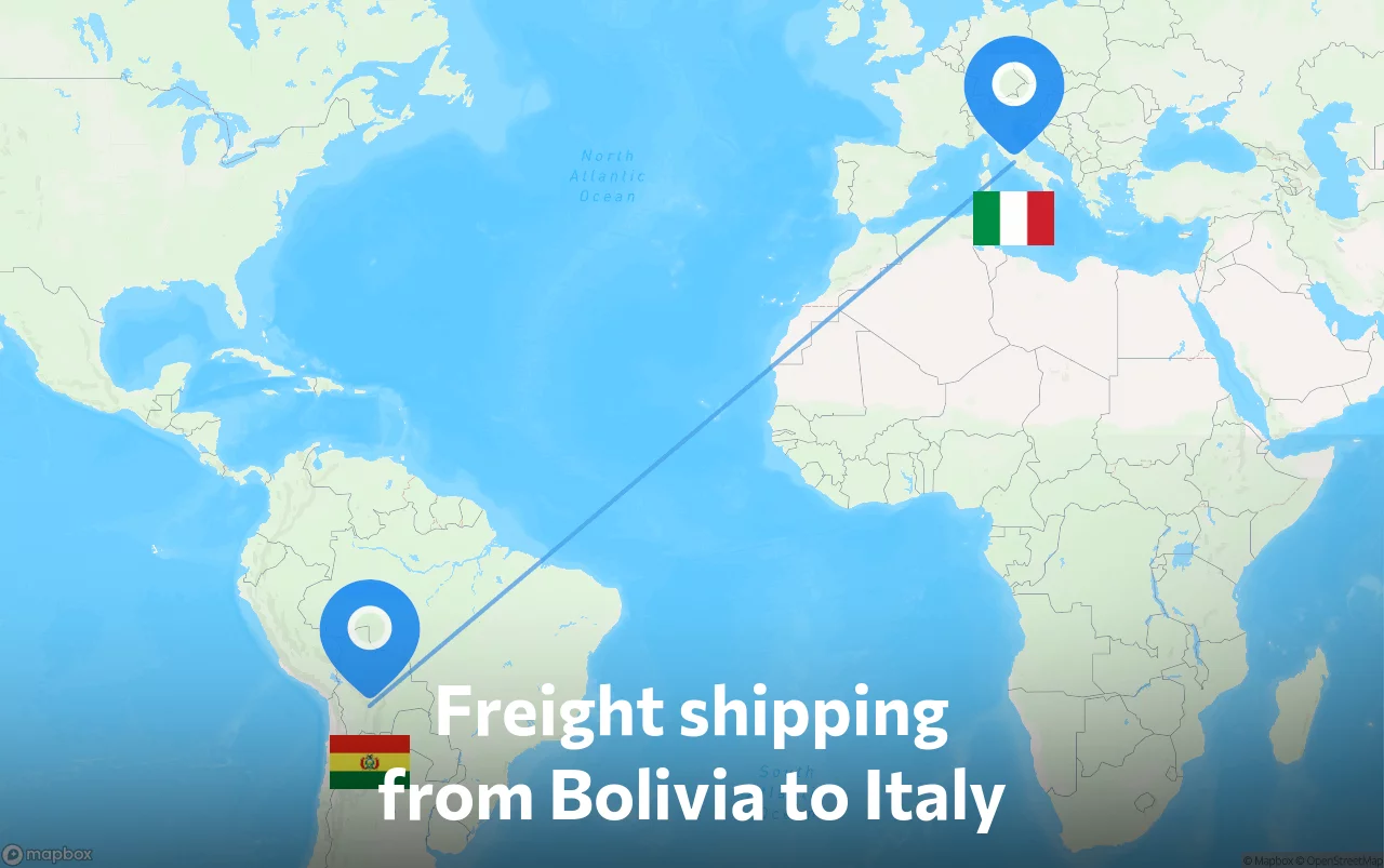 Shipping route from Bolivia to Italy