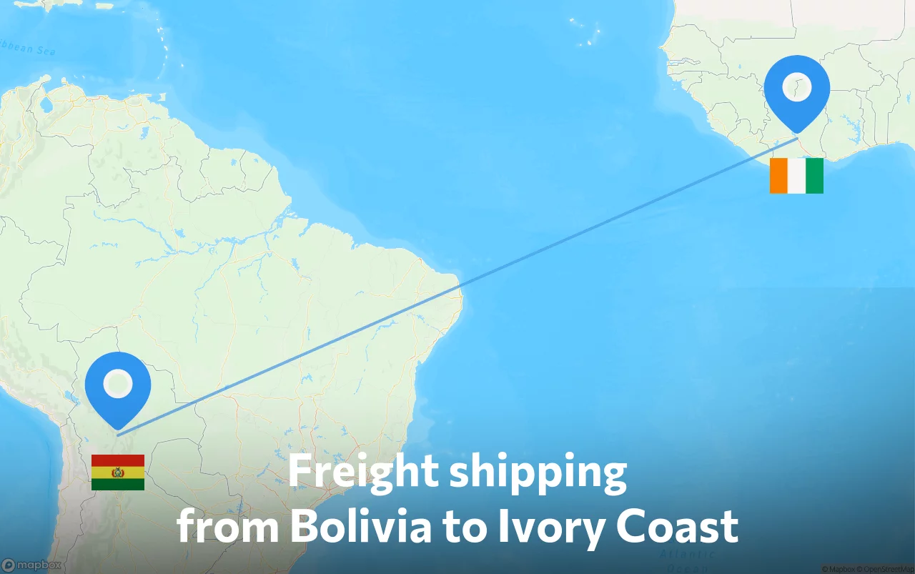 Shipping route from Bolivia to Ivory Coast