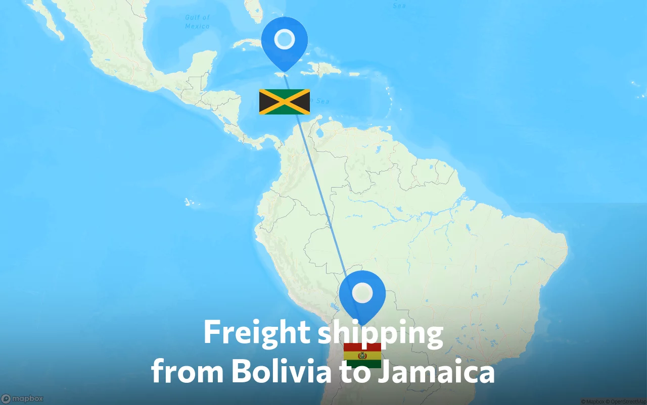 Shipping route from Bolivia to Jamaica