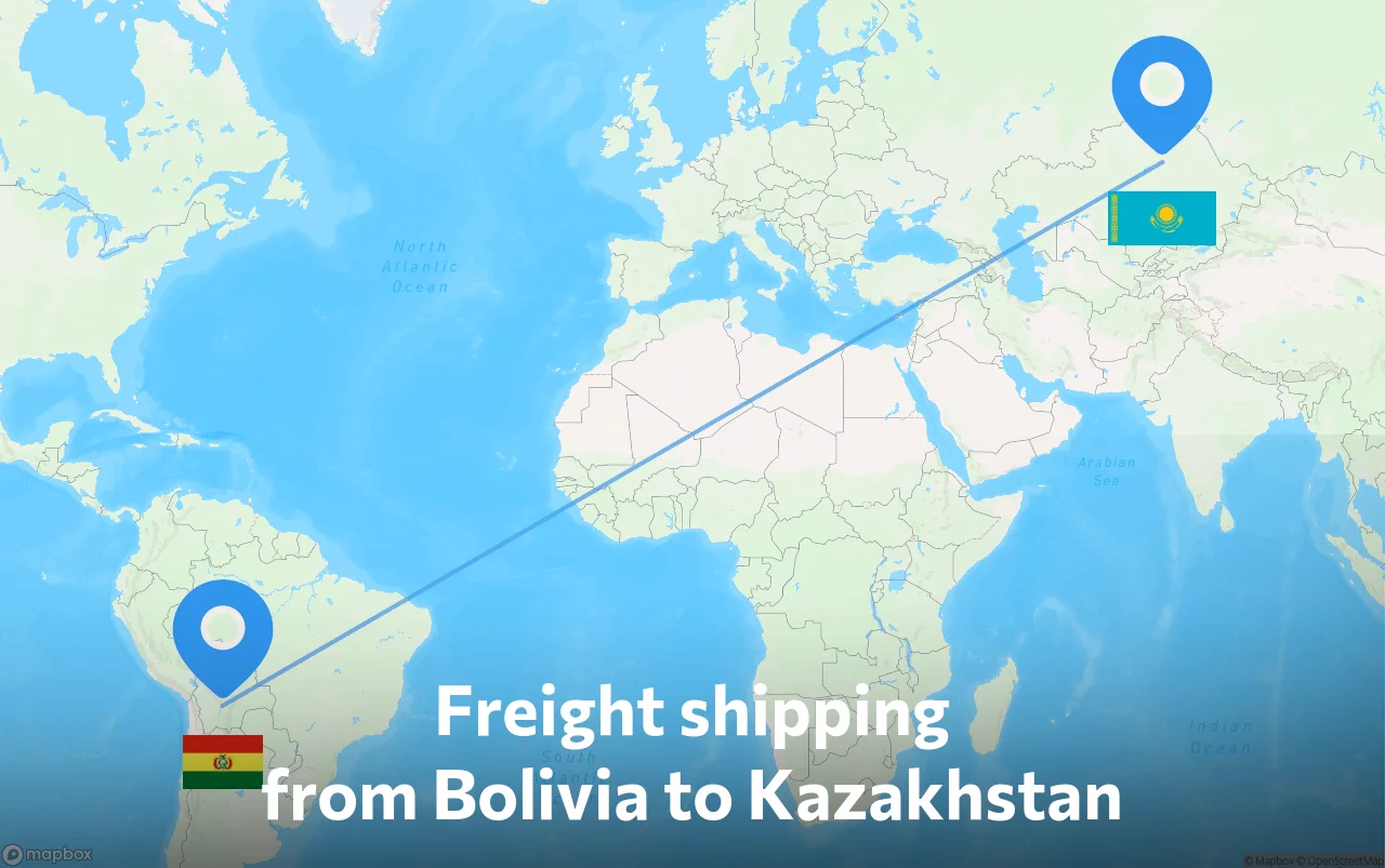 Shipping route from Bolivia to Kazakhstan