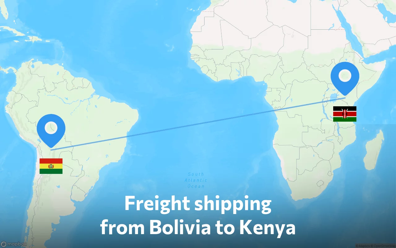 Shipping route from Bolivia to Kenya