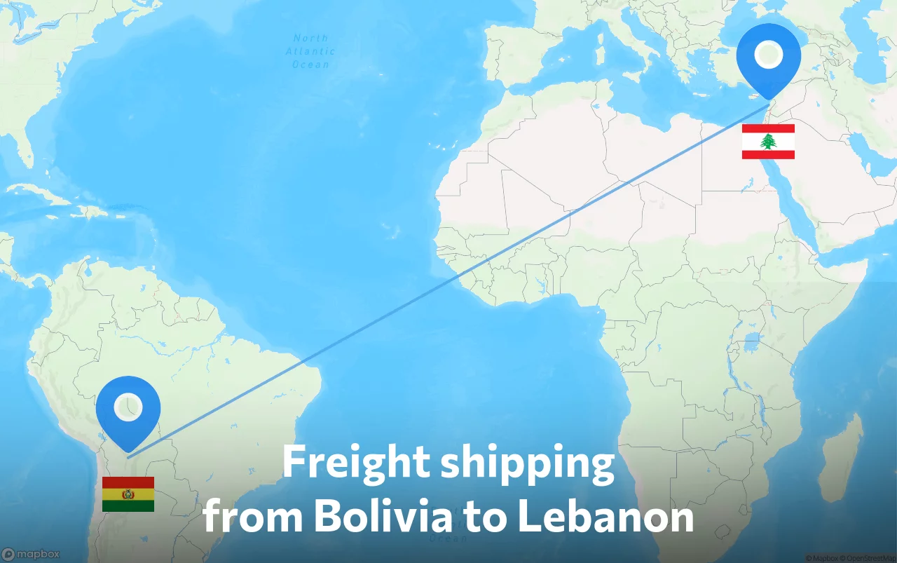 Shipping route from Bolivia to Lebanon