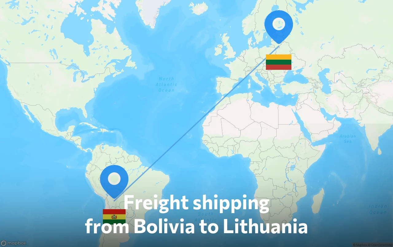 Shipping route from Bolivia to Lithuania