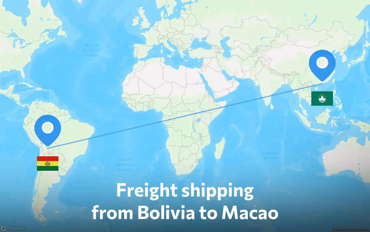Shipping route from Bolivia to Macao