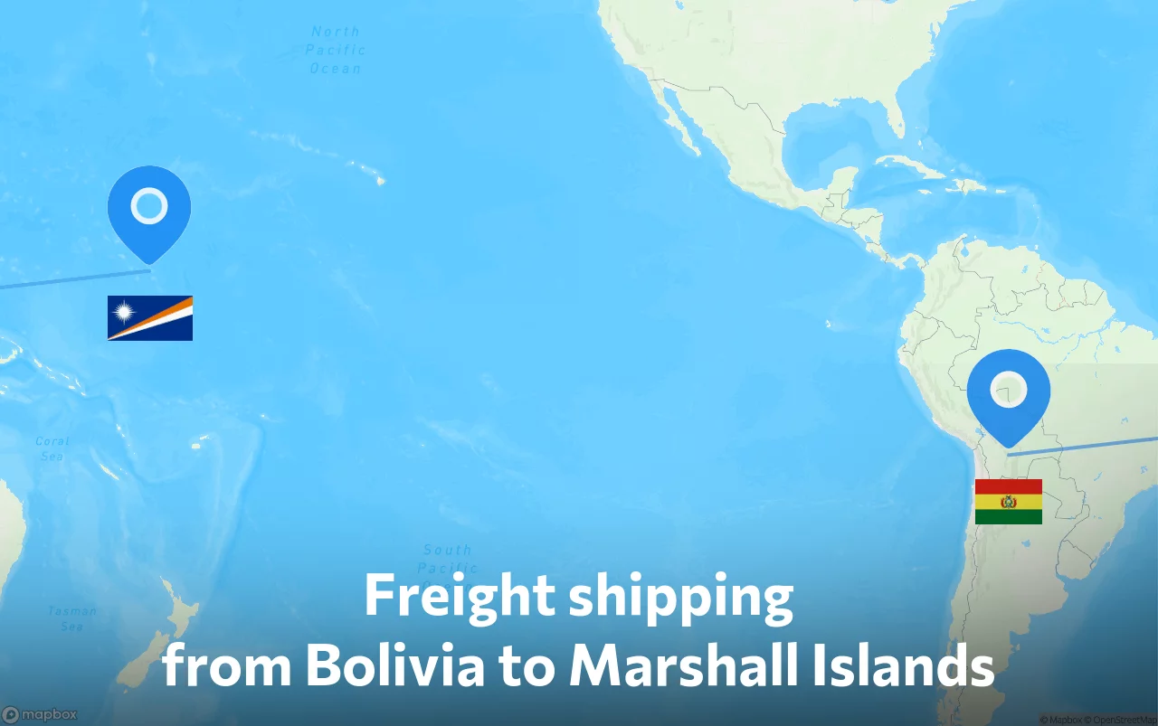 Shipping route from Bolivia to Marshall Islands