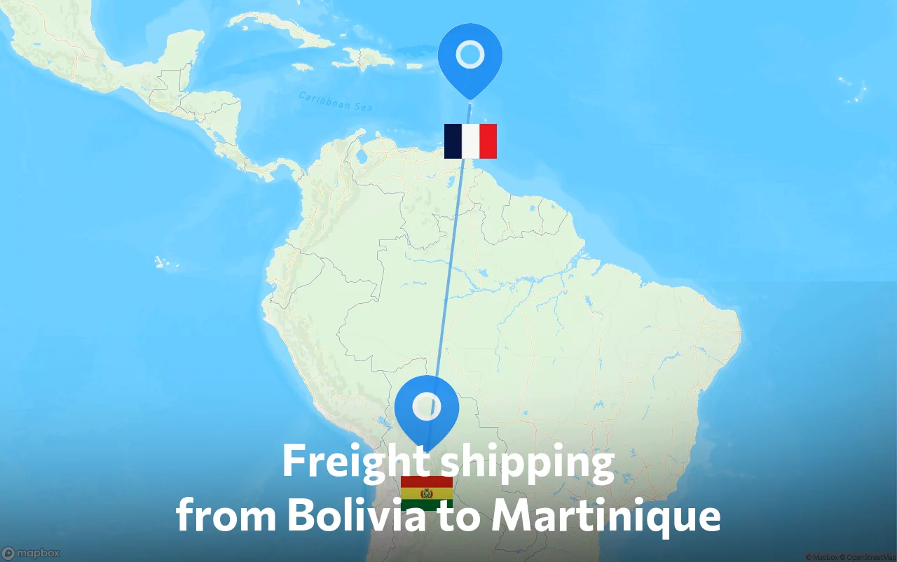 Shipping route from Bolivia to Martinique