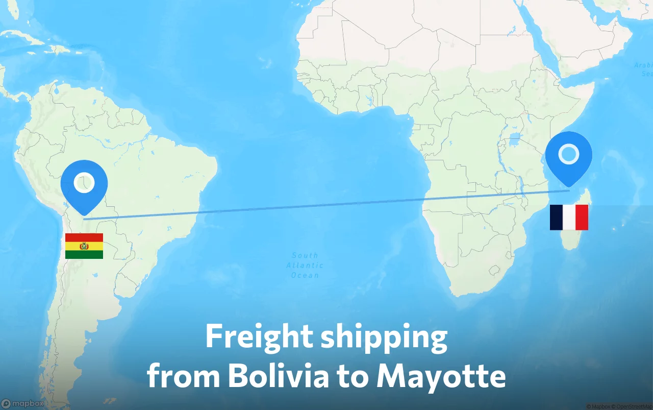 Shipping route from Bolivia to Mayotte
