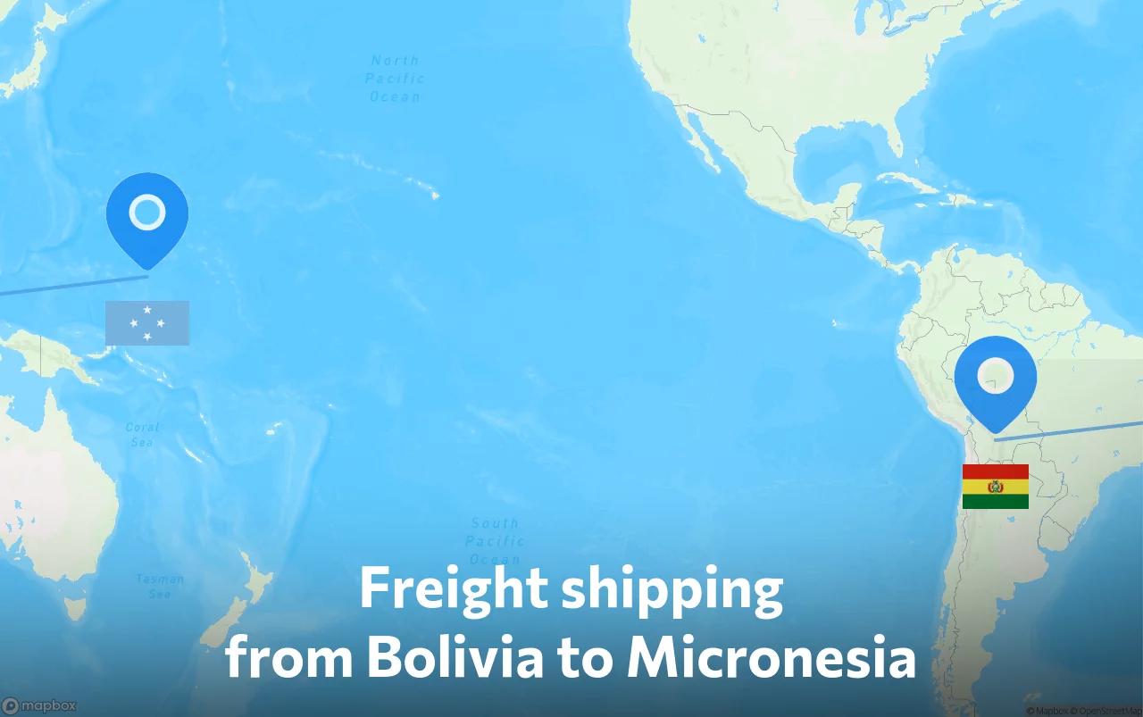 Shipping route from Bolivia to Micronesia