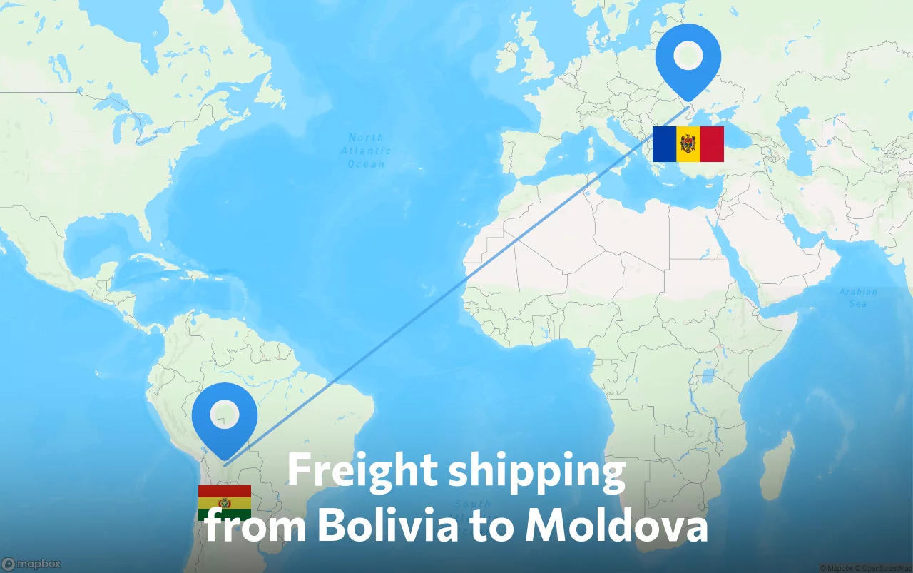 Shipping route from Bolivia to Moldova