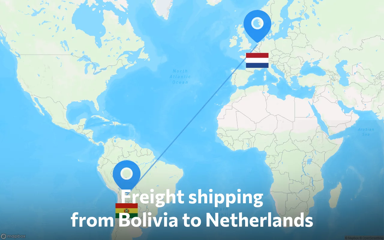 Shipping route from Bolivia to Netherlands